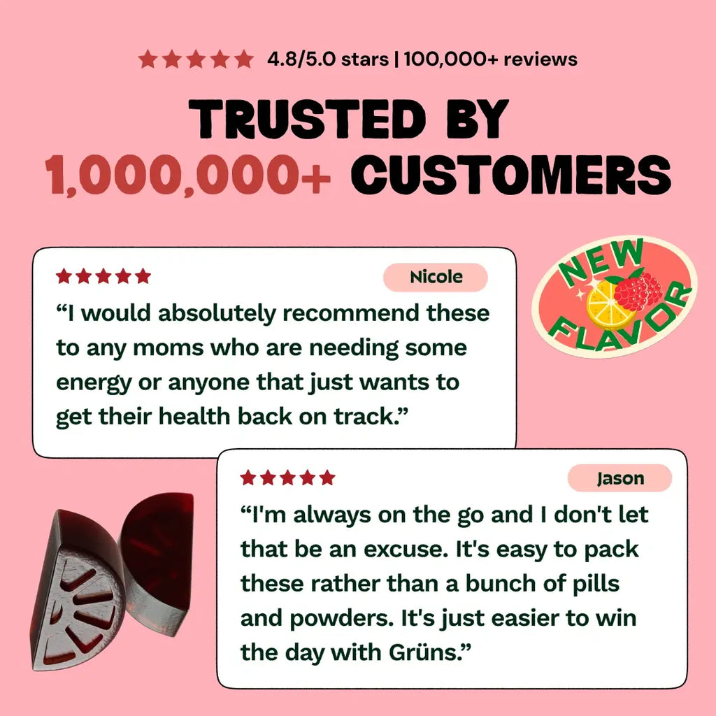 Grüns Raspberry Lemonade At-Home Supplement Gummies