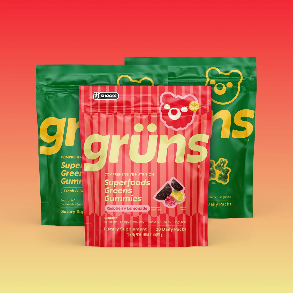 Grüns Raspberry Lemonade At-Home Supplement Gummies