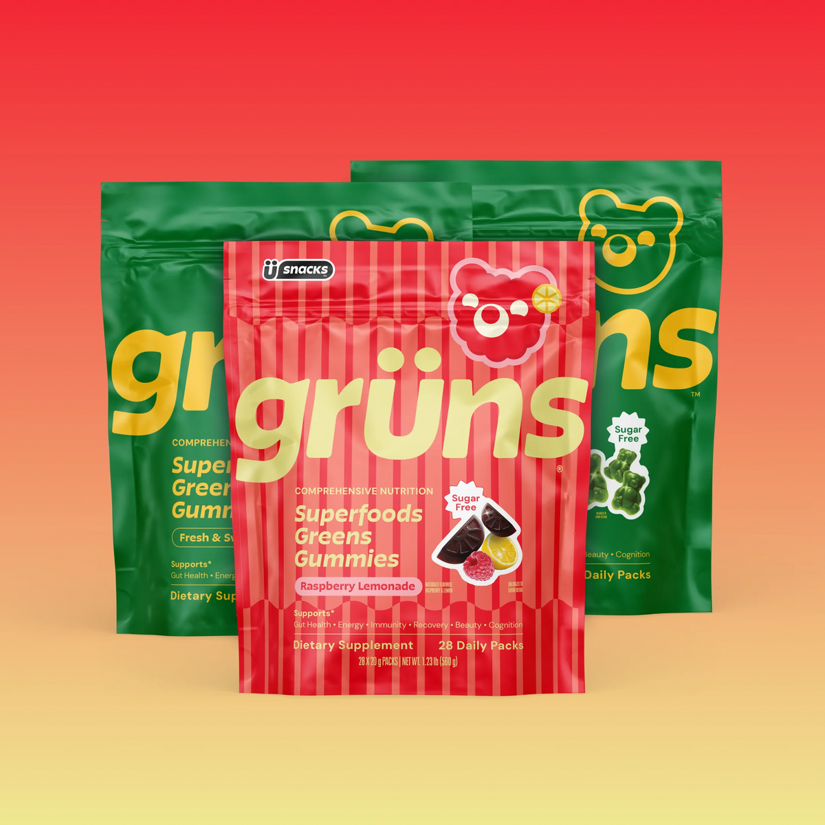 Grüns Raspberry Lemonade At-Home Supplement Gummies