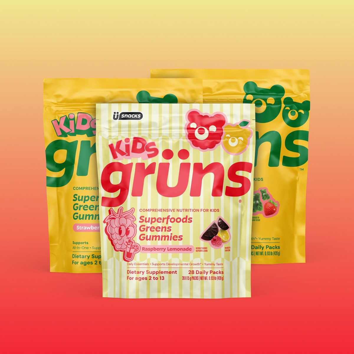Grüns Kids Raspberry Lemonade Travel Bag Nutrition Choice
