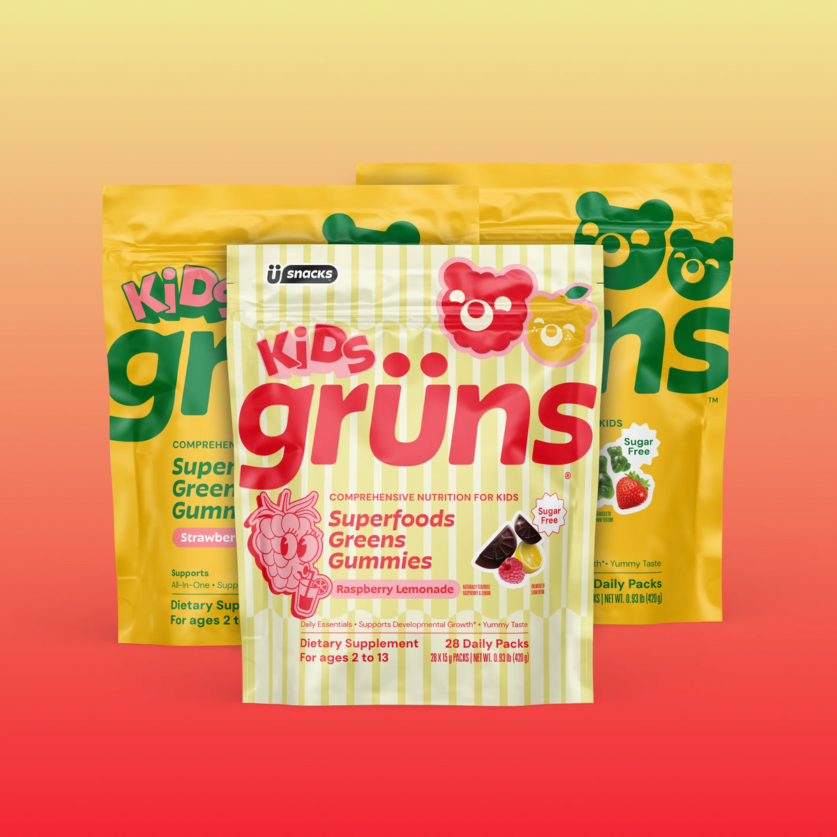 Grüns Kids Raspberry Lemonade Travel Bag Nutrition Choice