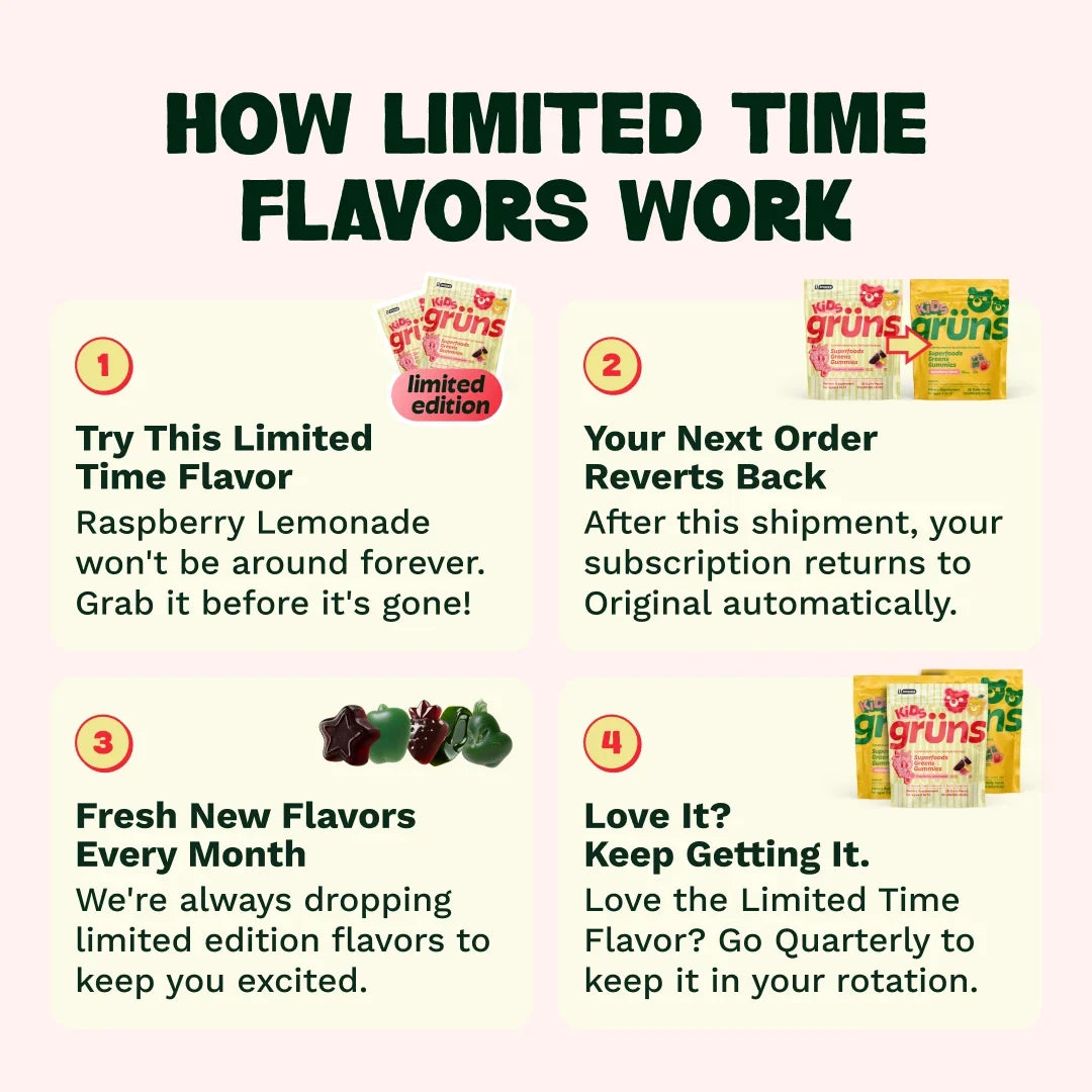 Grüns Kids Raspberry Lemonade Travel Bag Nutrition Choice